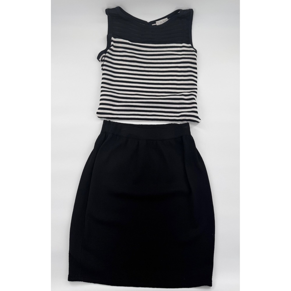 St. John Sport Striped Tank Top & St. John Collection Marie Gray Knit Skirt Set